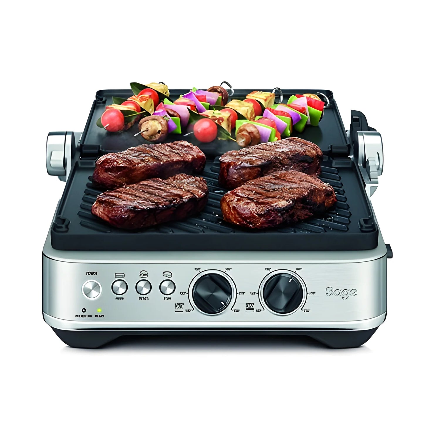 Sage grigia elettrica The BBQ & Press Grill Brushed Stainless Steel SGR700