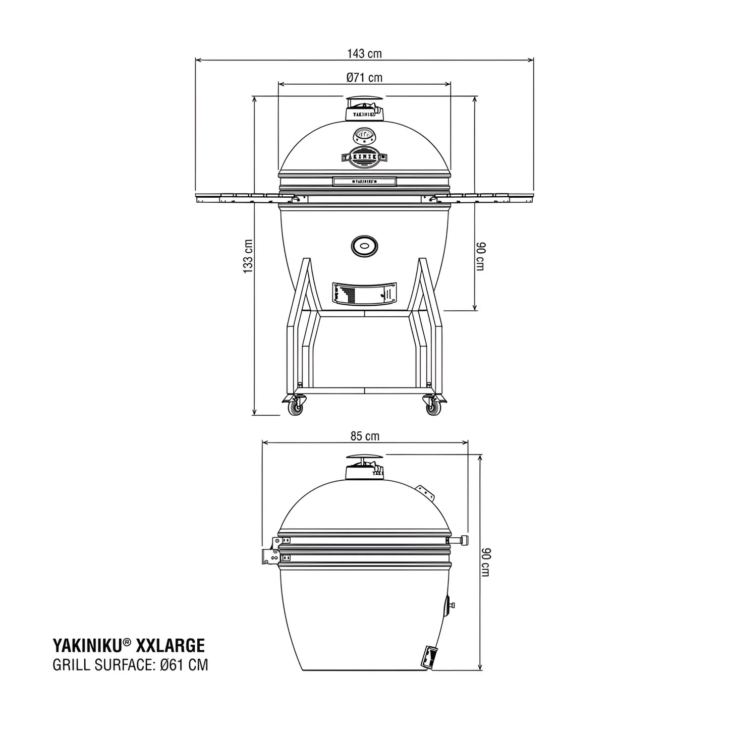Kamado xxlarge completo"Yakiniku" per 12-15 persone cm ø 61 cm 143 x 133