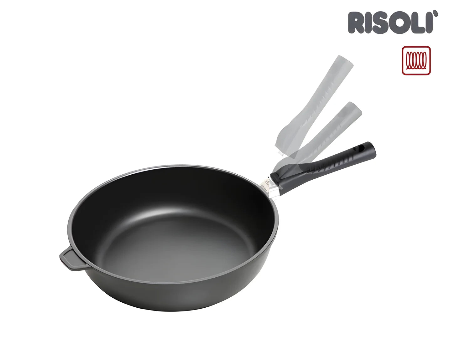 Risolì Padella alta induzione salvaspazio in alluminio antiaderente Platinun Plus Chemours 24 cm con manico removibile 01104INS/24T