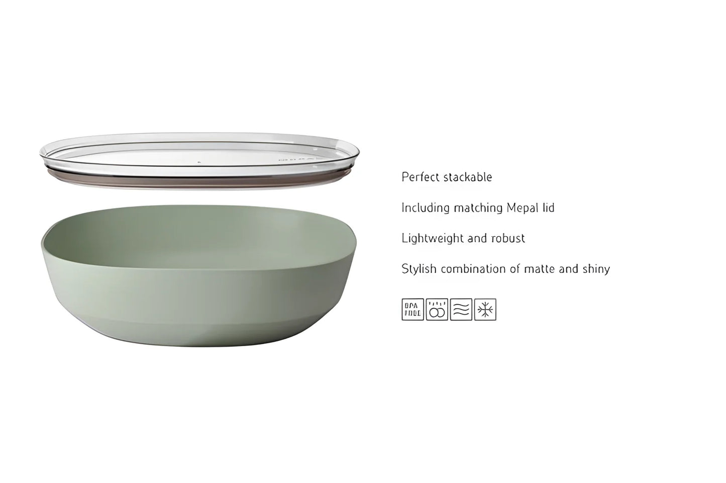 Mepal Insalatiera Ciotola da portata Silueta con coperchio - Bianco nordico l 4/cm Ø30,1x9,2