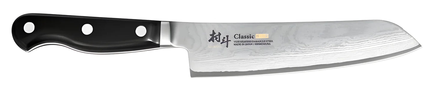 Shimomura Murato Coltello Santoku cm17, lama Damascata aicciao VG10 in 33 strati