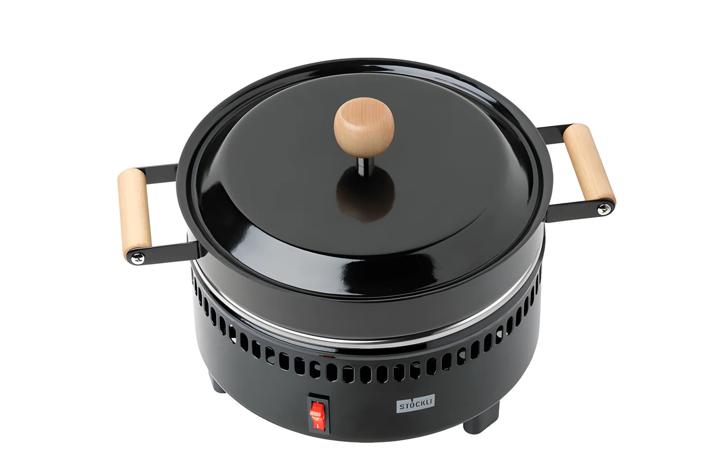 Stockli Forno per castagne VDE manici in legno + piastra multiuso