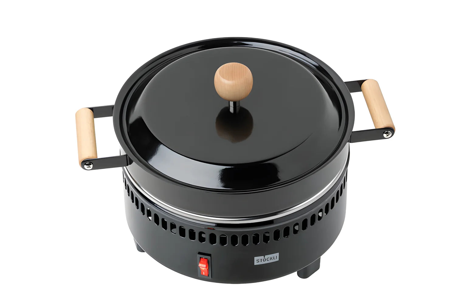 Stockli Forno per castagne VDE manici in legno + piastra multiuso