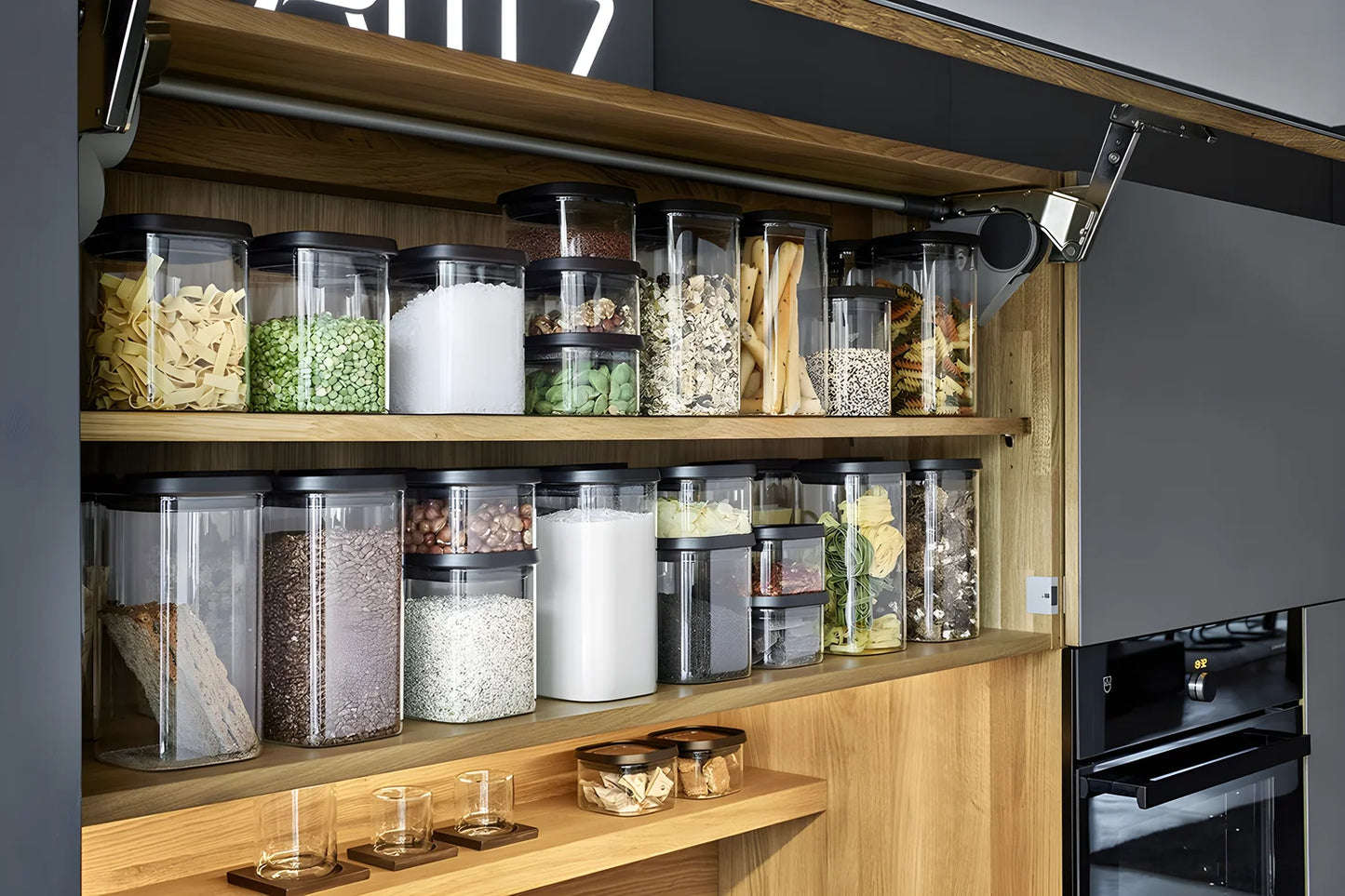 Gefu contenitore in vetro borosilicato per dispensa con tappo trasparente ermetico impilabile PANTRY 2500 ml 12805