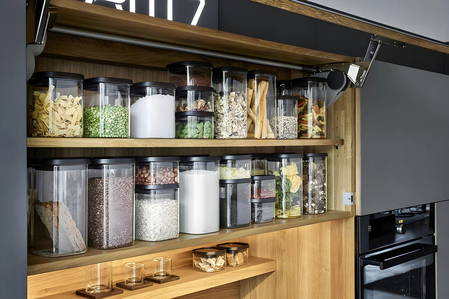 Gefu contenitore in vetro borosilicato per dispensa con tappo trasparente ermetico impilabile PANTRY 2500 ml 12805