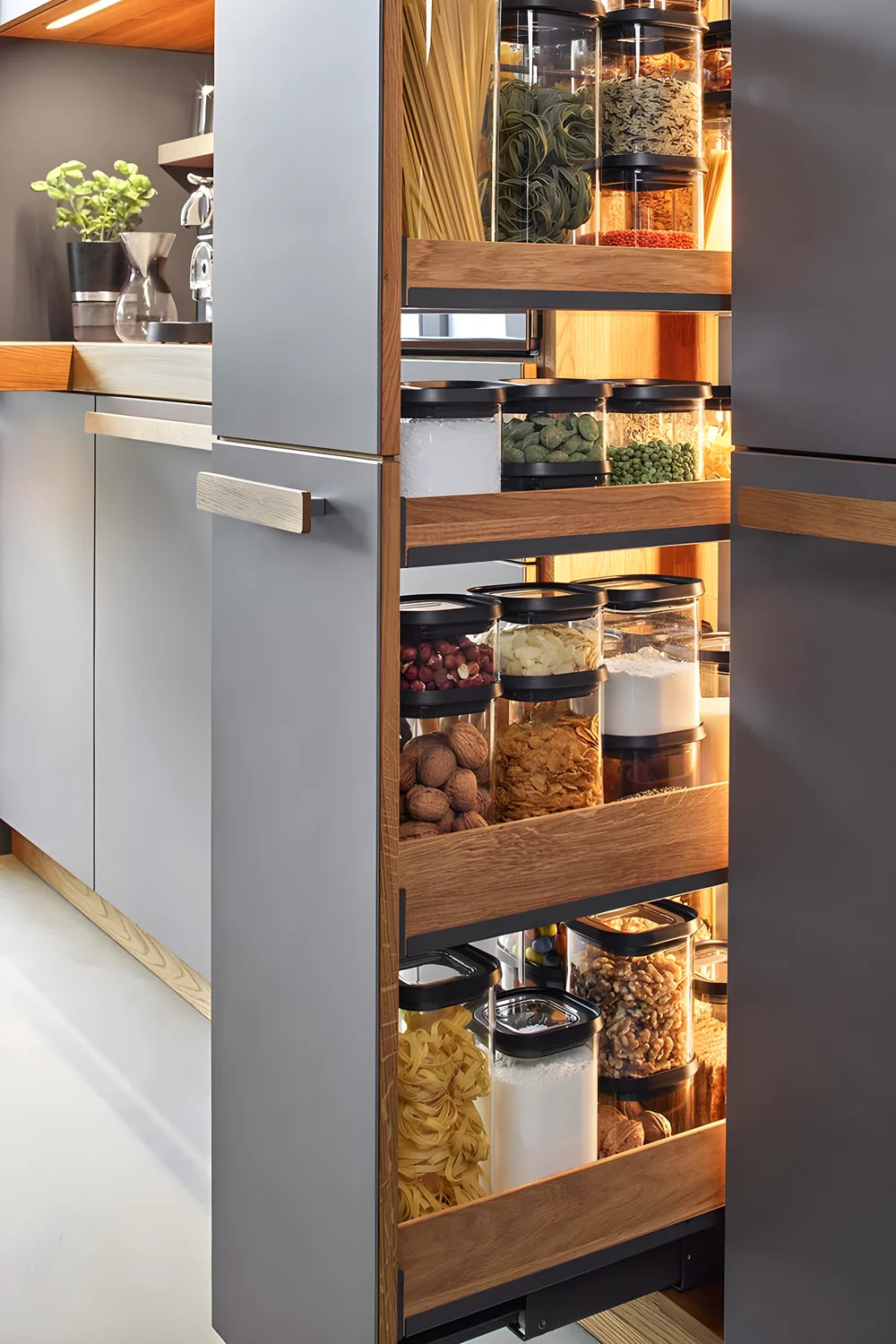 Gefu contenitore in vetro borosilicato per dispensa con tappo trasparente ermetico impilabile PANTRY 2500 ml 12805