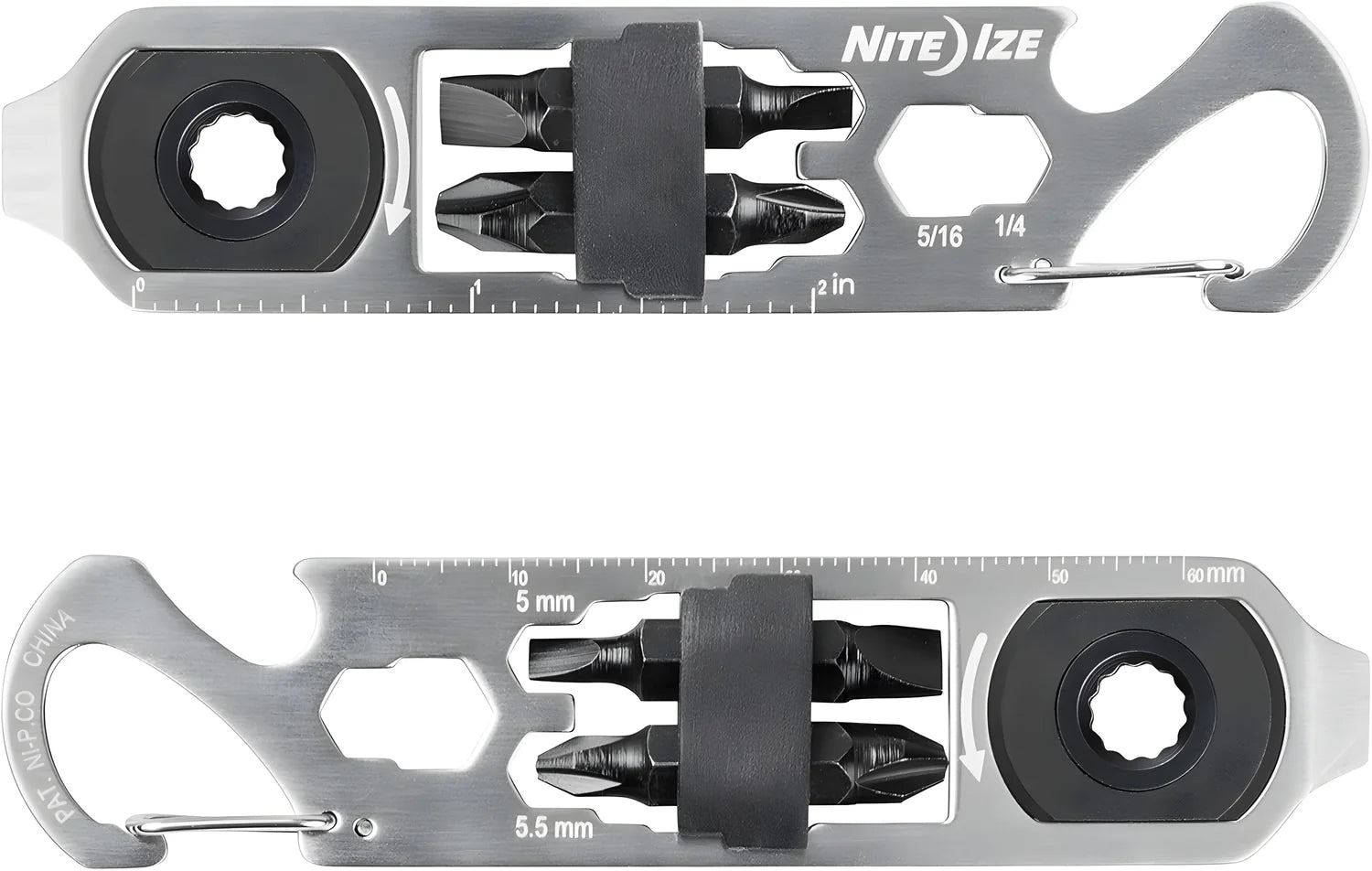 Nite Ize moschettone inox multifunzione chiave a cricchetto DoohicKey KMTRT-11-R