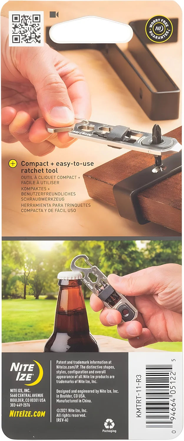 Nite Ize moschettone inox multifunzione chiave a cricchetto DoohicKey KMTRT-11-R