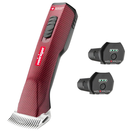 Heininger Tosatrice professionale cordless Opal Xtend 2 batterie testina per ovini, bovini e camelidi