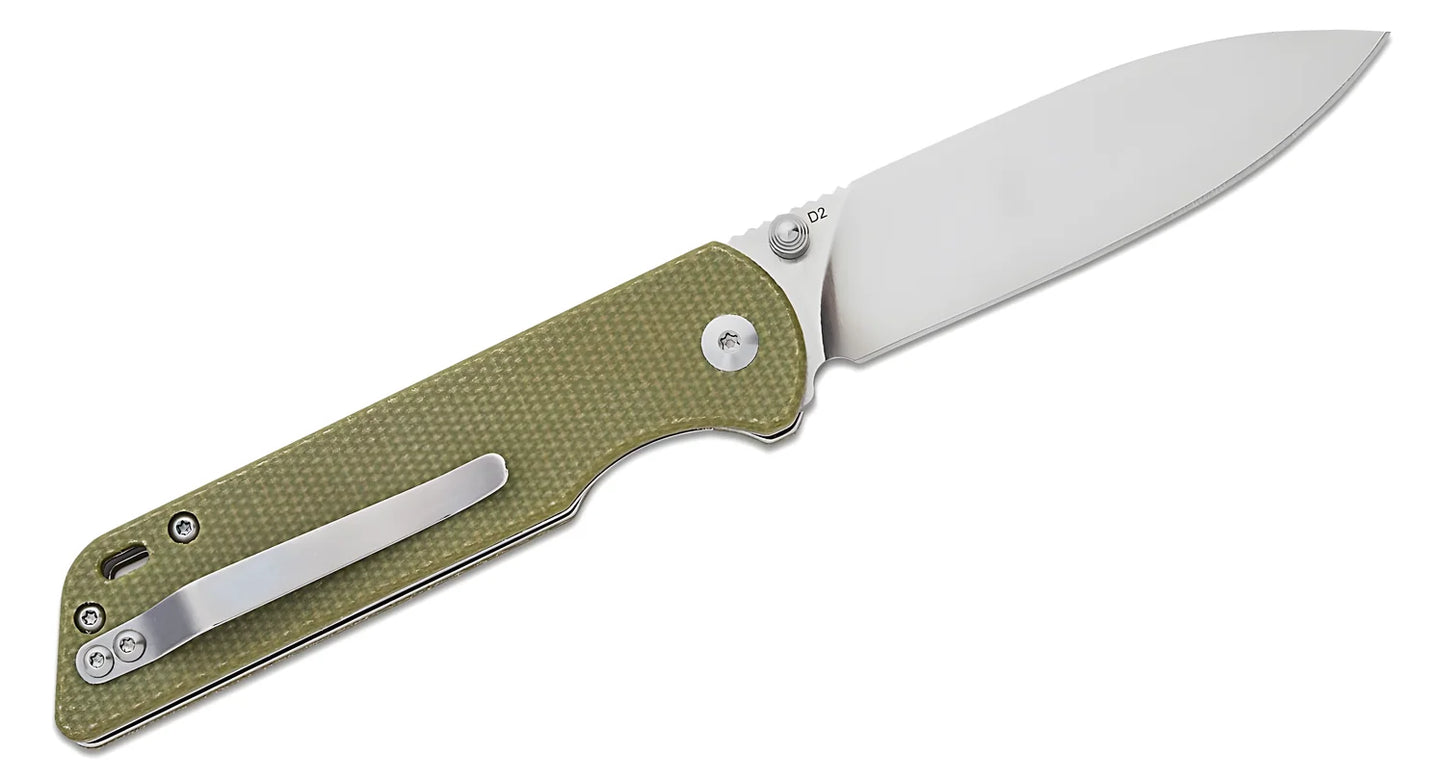 QSP coltello serramanico lama 82 mm in acciaio D2 manico micarta QS102-A