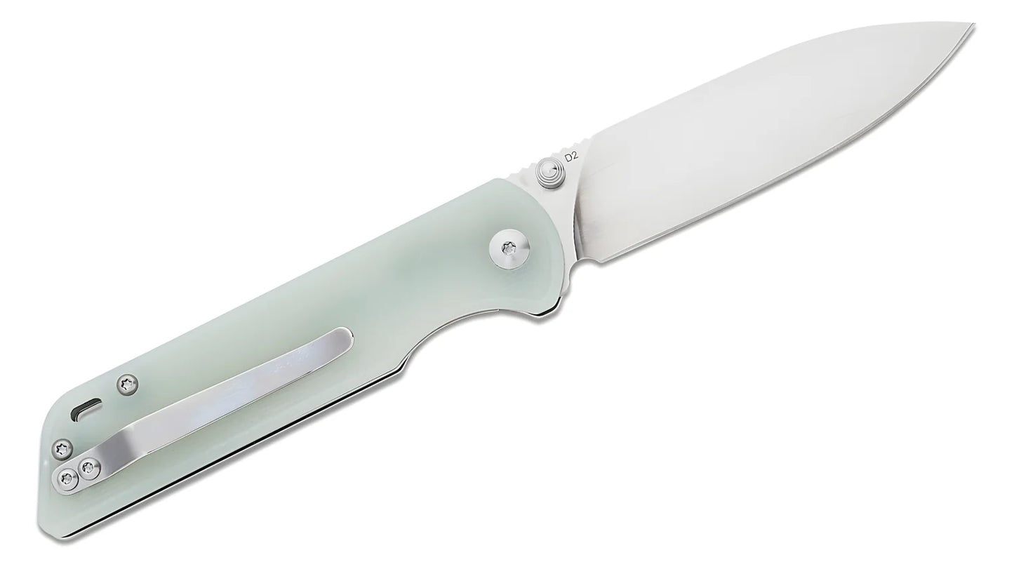 QSP coltello serramanico Parrot lama 82 mm in D2 impugnatura in G-10 QS102-C giada