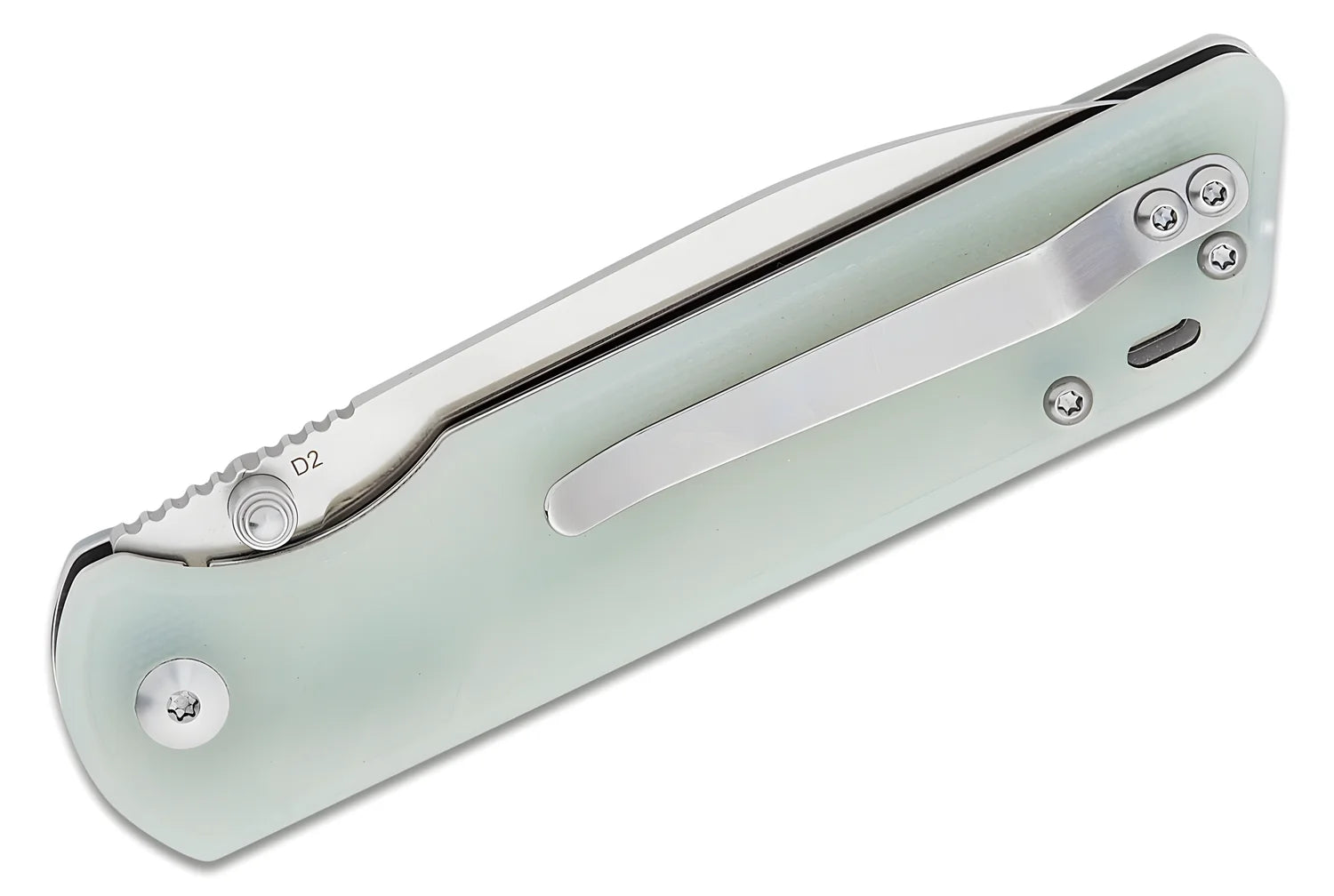 QSP coltello serramanico Parrot lama 82 mm in D2 impugnatura in G-10 QS102-C giada