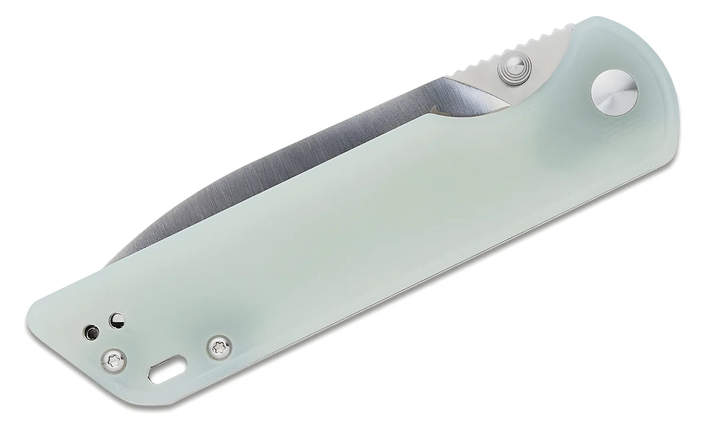 QSP coltello serramanico Parrot lama 82 mm in D2 impugnatura in G-10 QS102-C giada