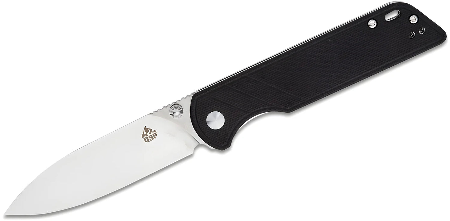QSP coltello serramanico lama 82 mm in D2 impugnatura G10 nero G-10 QS102-A