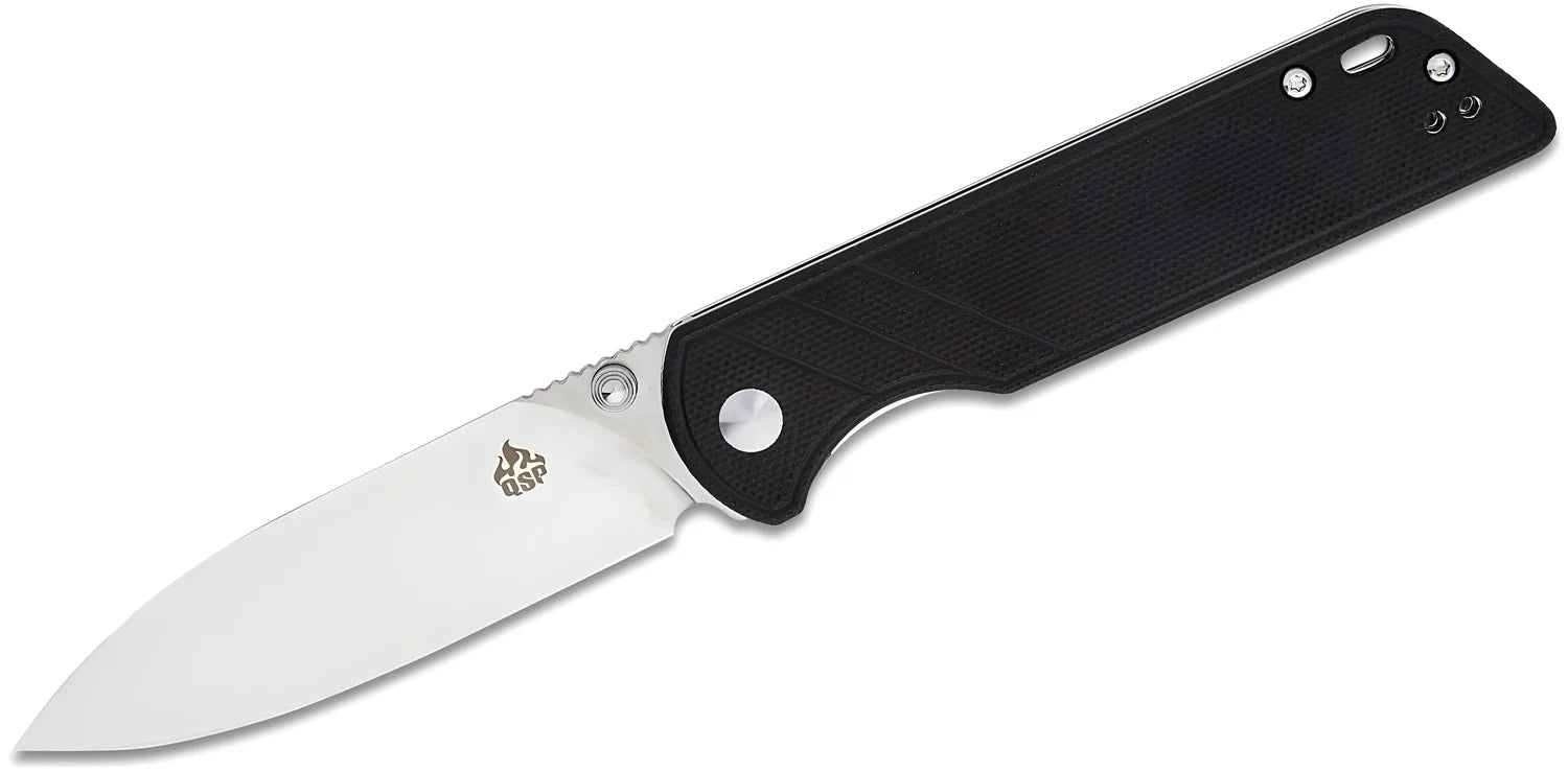 QSP coltello serramanico lama 82 mm in D2 impugnatura G10 nero G-10 QS102-A