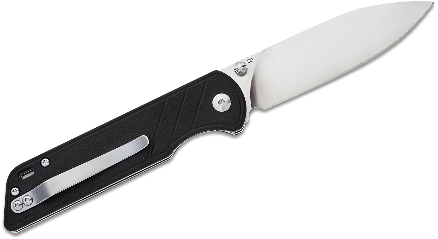 QSP coltello serramanico lama 82 mm in D2 impugnatura G10 nero G-10 QS102-A