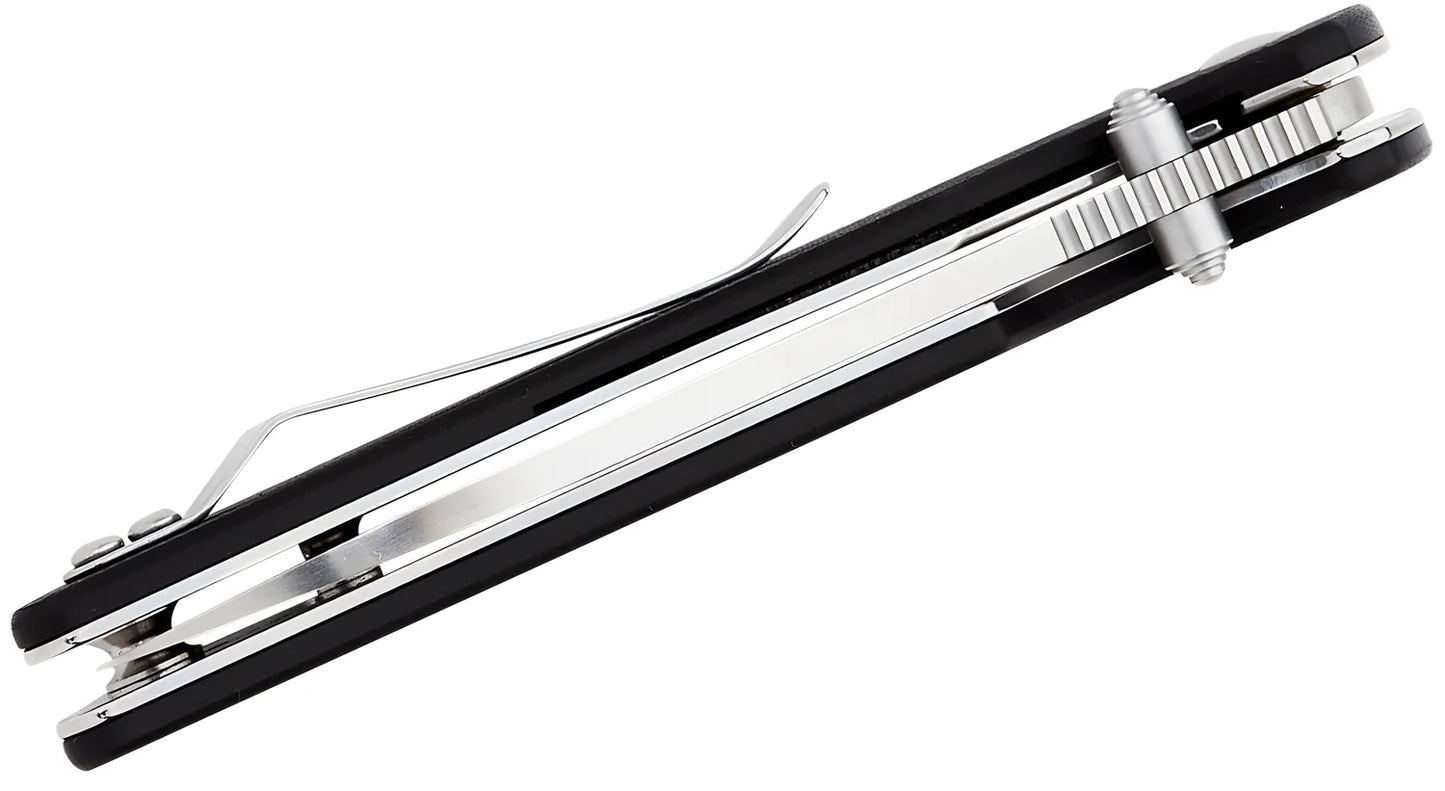 QSP coltello serramanico lama 82 mm in D2 impugnatura G10 nero G-10 QS102-A
