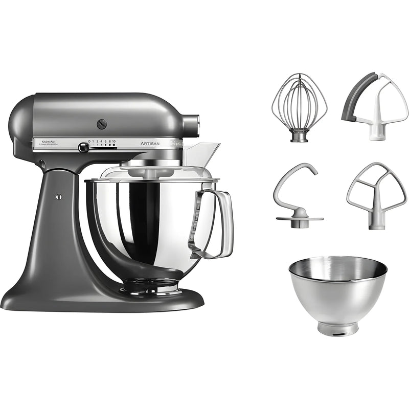 KitchenAid Planetaria Artisan con testa reclinabile 4,8L Argento + Accessori