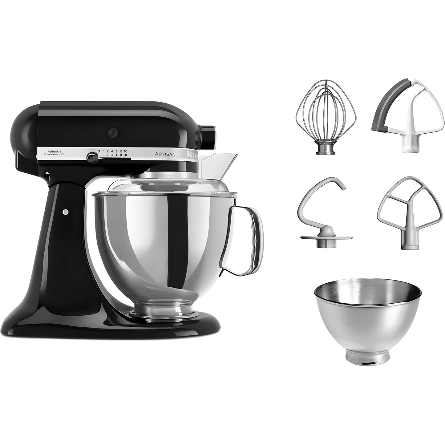 KitchenAid Planetaria Artisan con testa reclinabile 4,8L Nero Onice + Accessori