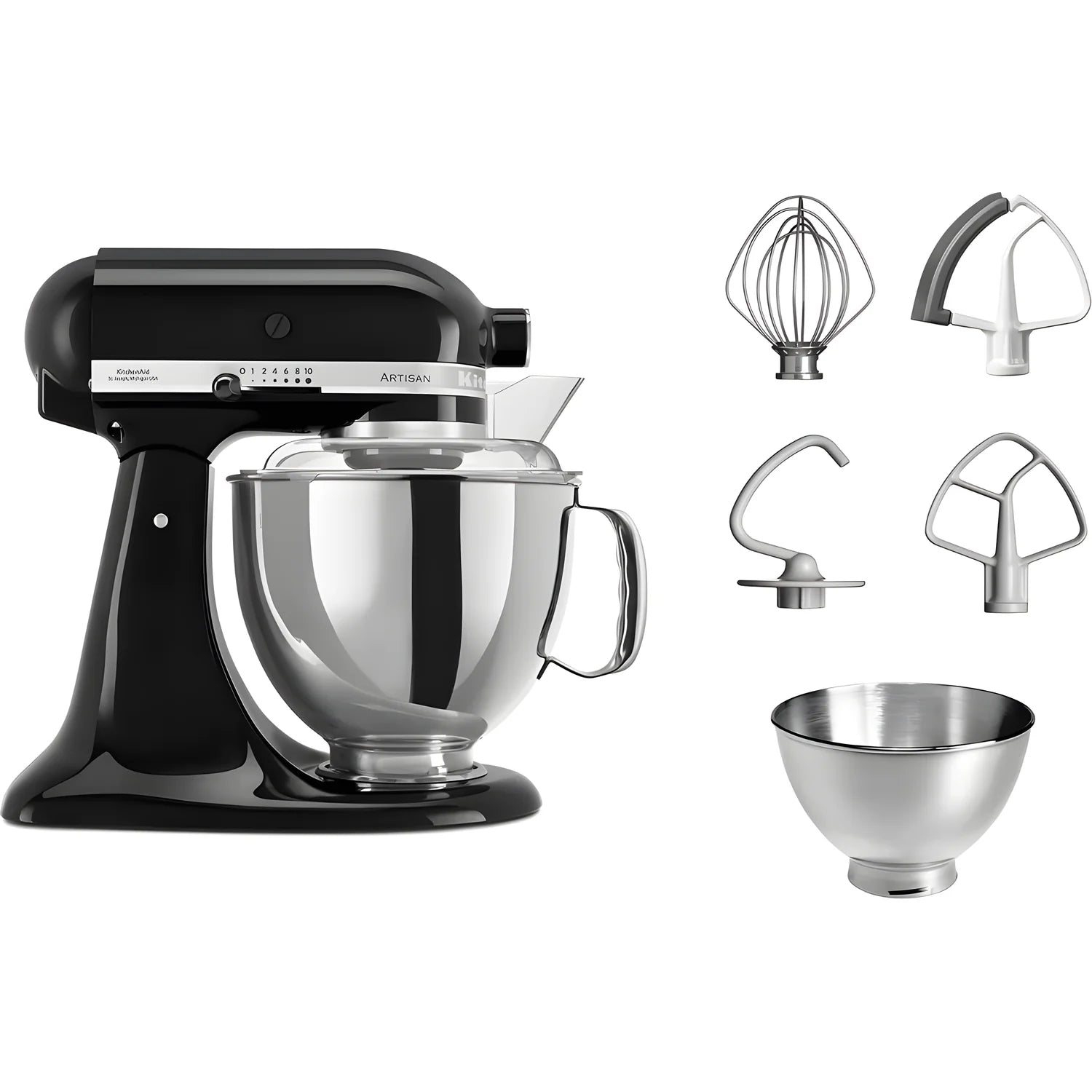 KitchenAid Planetaria Artisan con testa reclinabile 4,8L Nero Onice + Accessori
