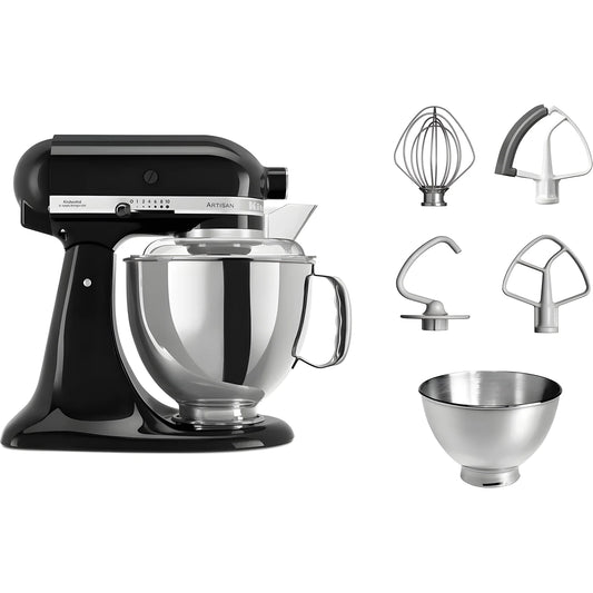 KitchenAid Planetaria Artisan con testa reclinabile 4,8L Nero Onice + Accessori