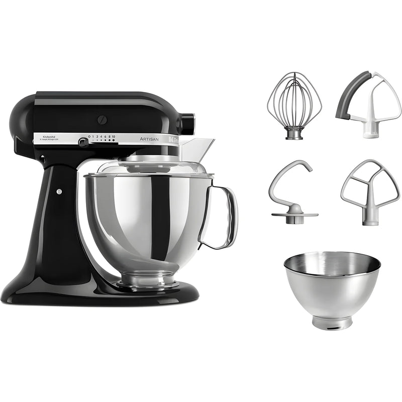 KitchenAid Planetaria Artisan con testa reclinabile 4,8L Nero Onice + Accessori