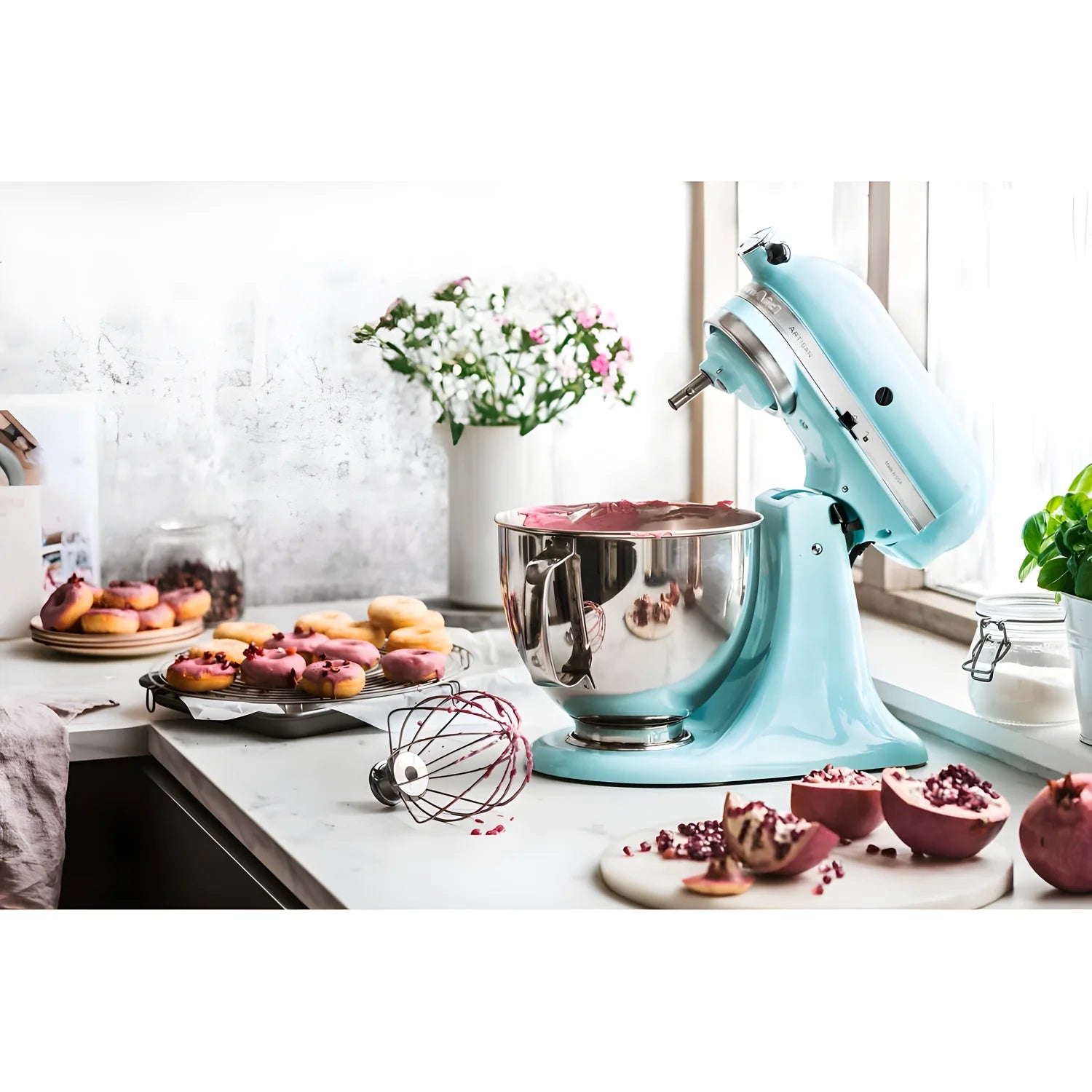 KitchenAid Planetaria Artisan con testa reclinabile 4,8L Blu Ghiaccio + Accessori