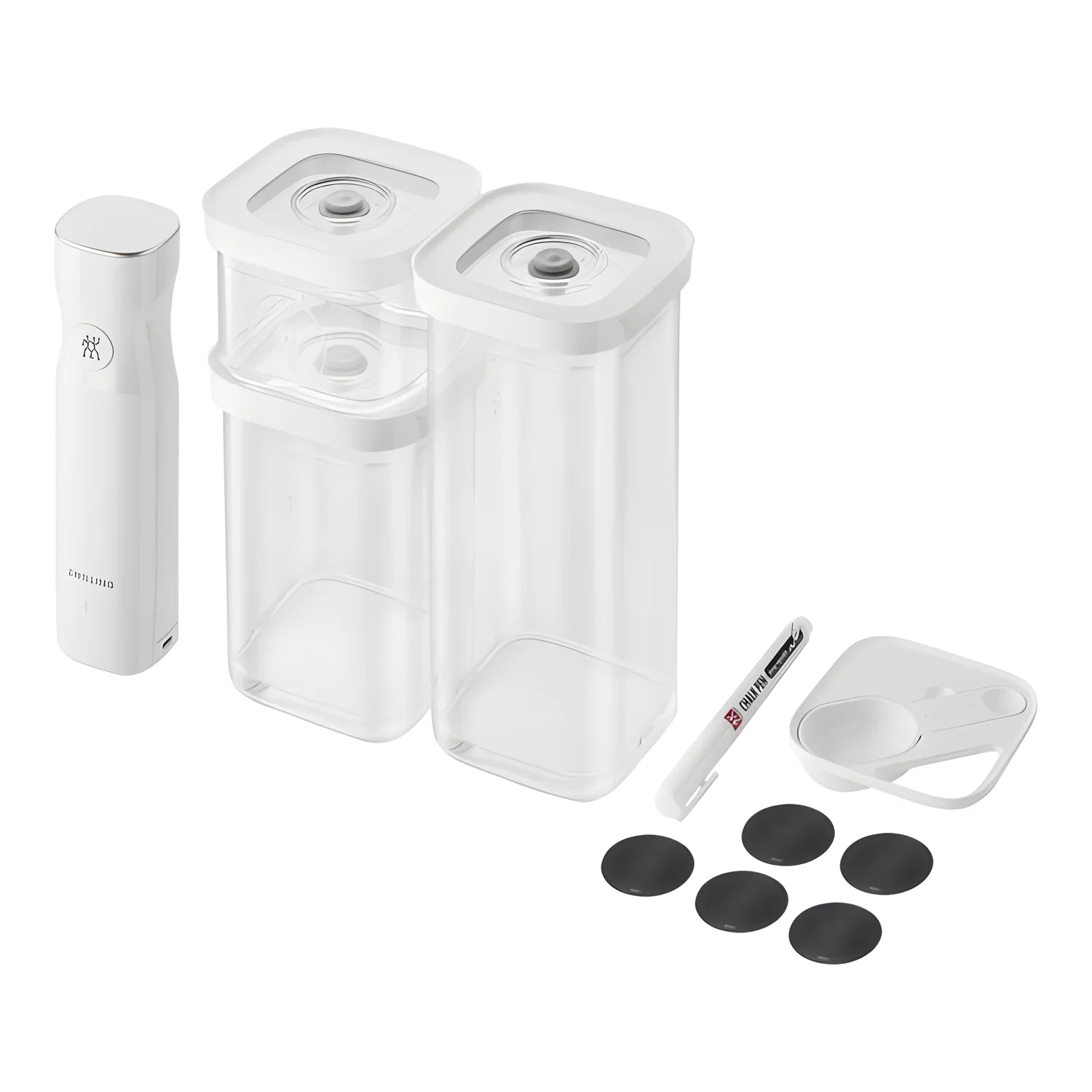 Zwilling Fresh & Save CUBE Starter Set con Pompa Sottovuoto – 6 Pezzi, Trasparente-Bianco, Art. 1025401