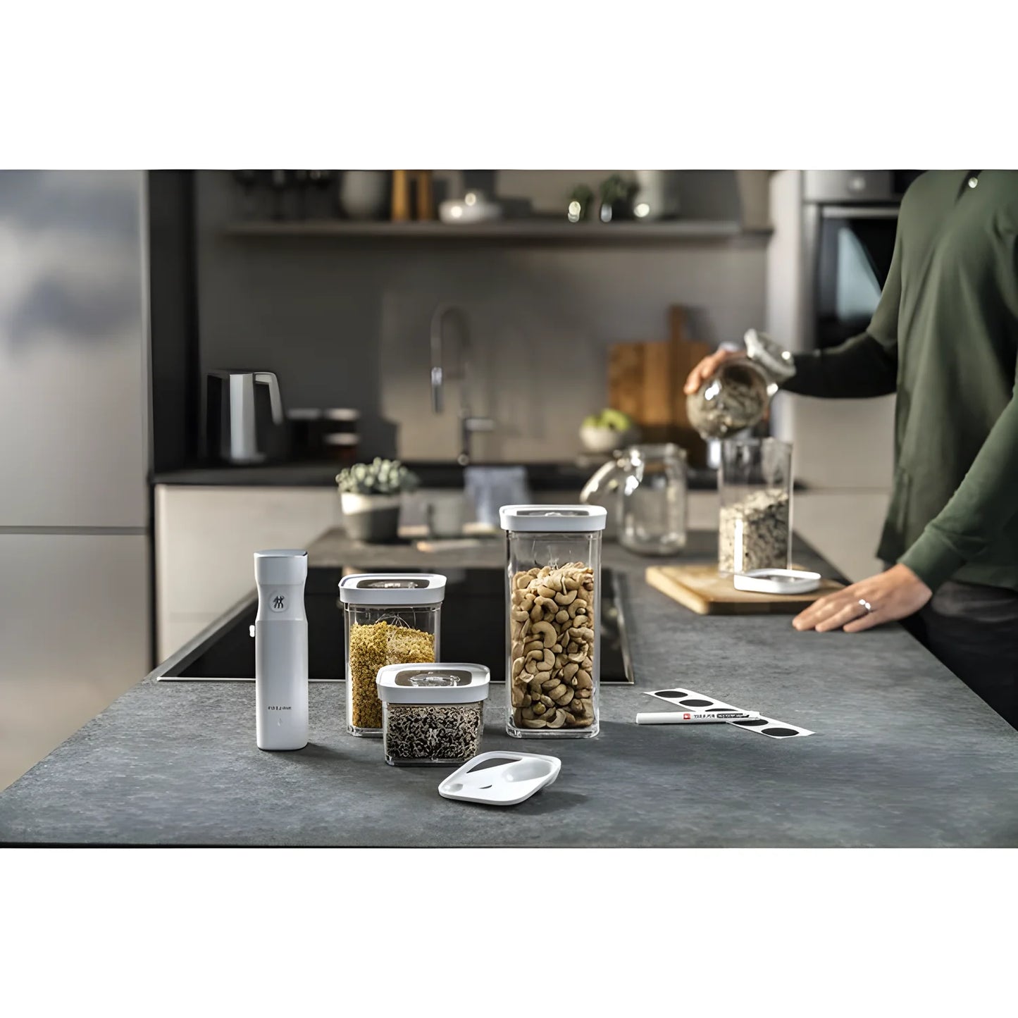 Zwilling Fresh & Save CUBE Starter Set con Pompa Sottovuoto – 6 Pezzi, Trasparente-Bianco, Art. 1025401