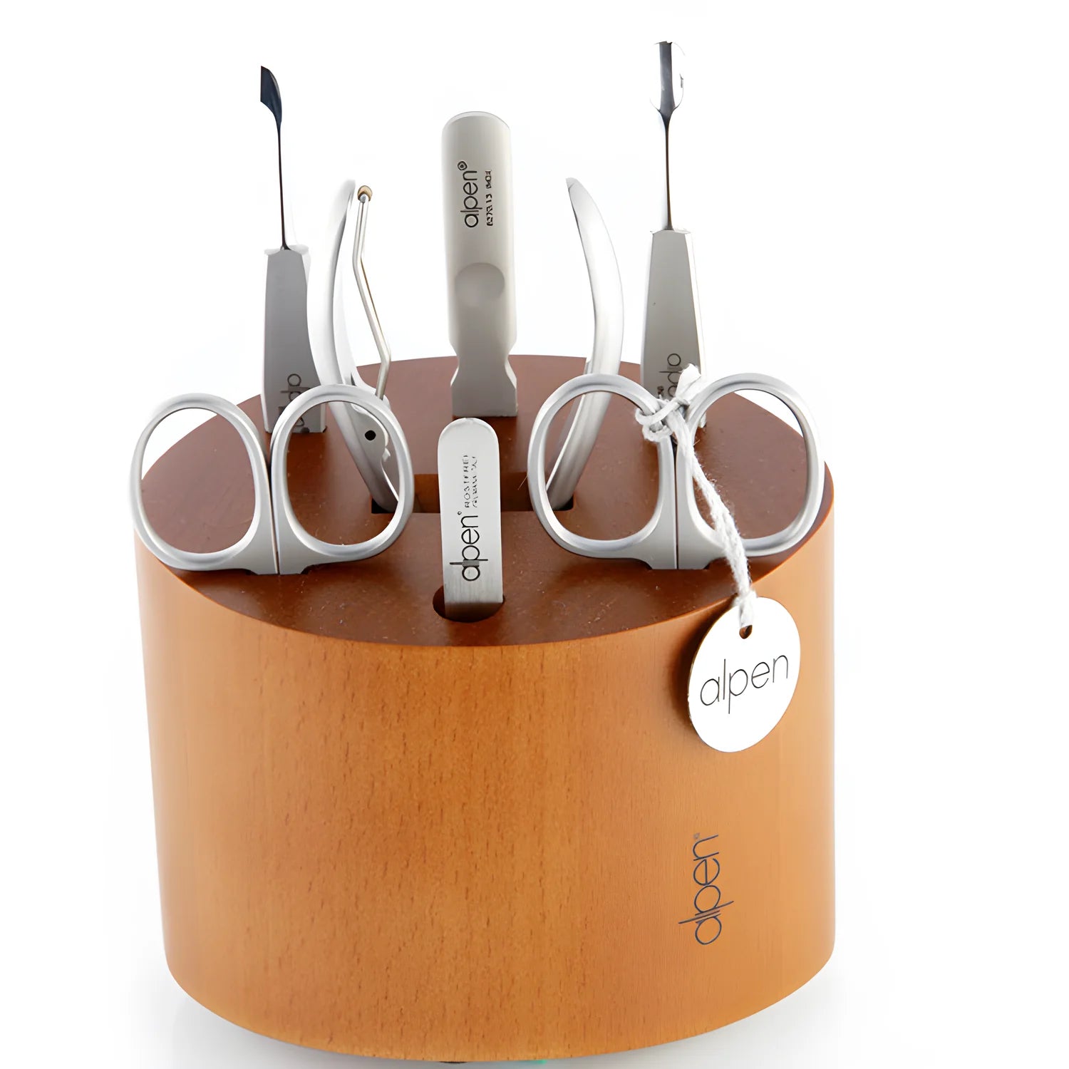 Alpen ceppo in legno ciliegio con strumenti per manicure 6895 r