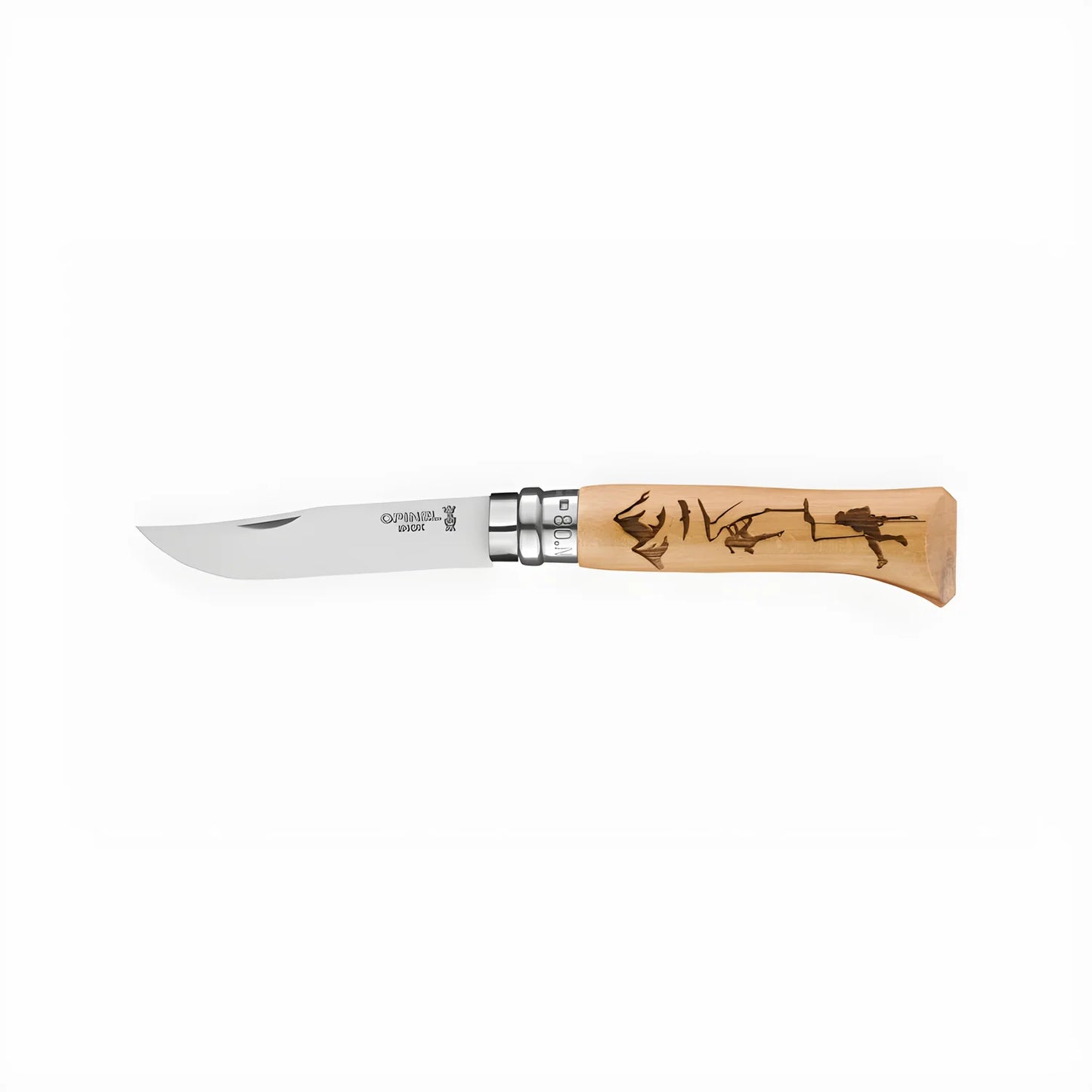 Opinel N. 08 coltello con Impugnatura incisa tema Arrampicata