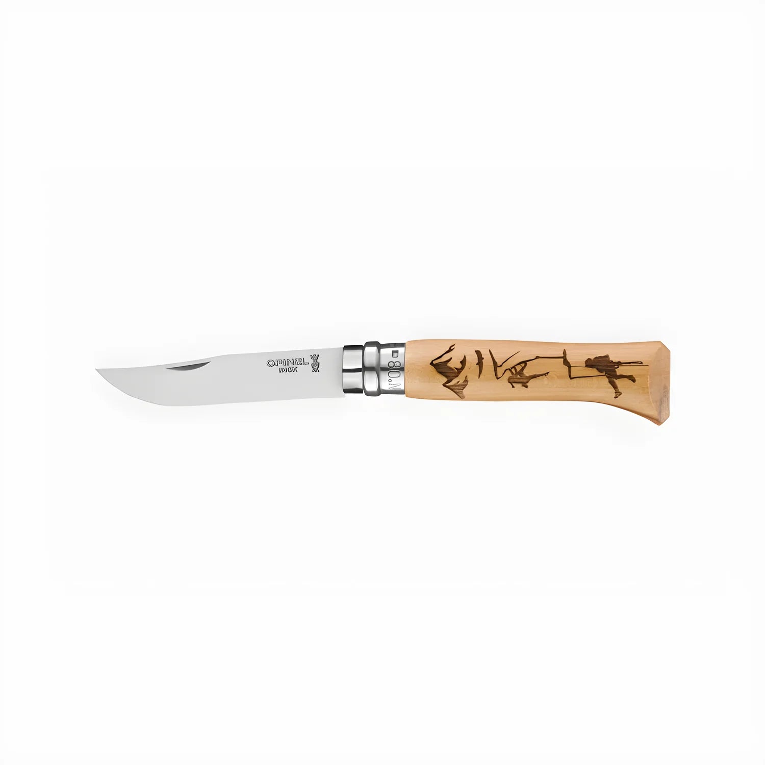 Opinel N. 08 coltello con Impugnatura incisa tema Arrampicata
