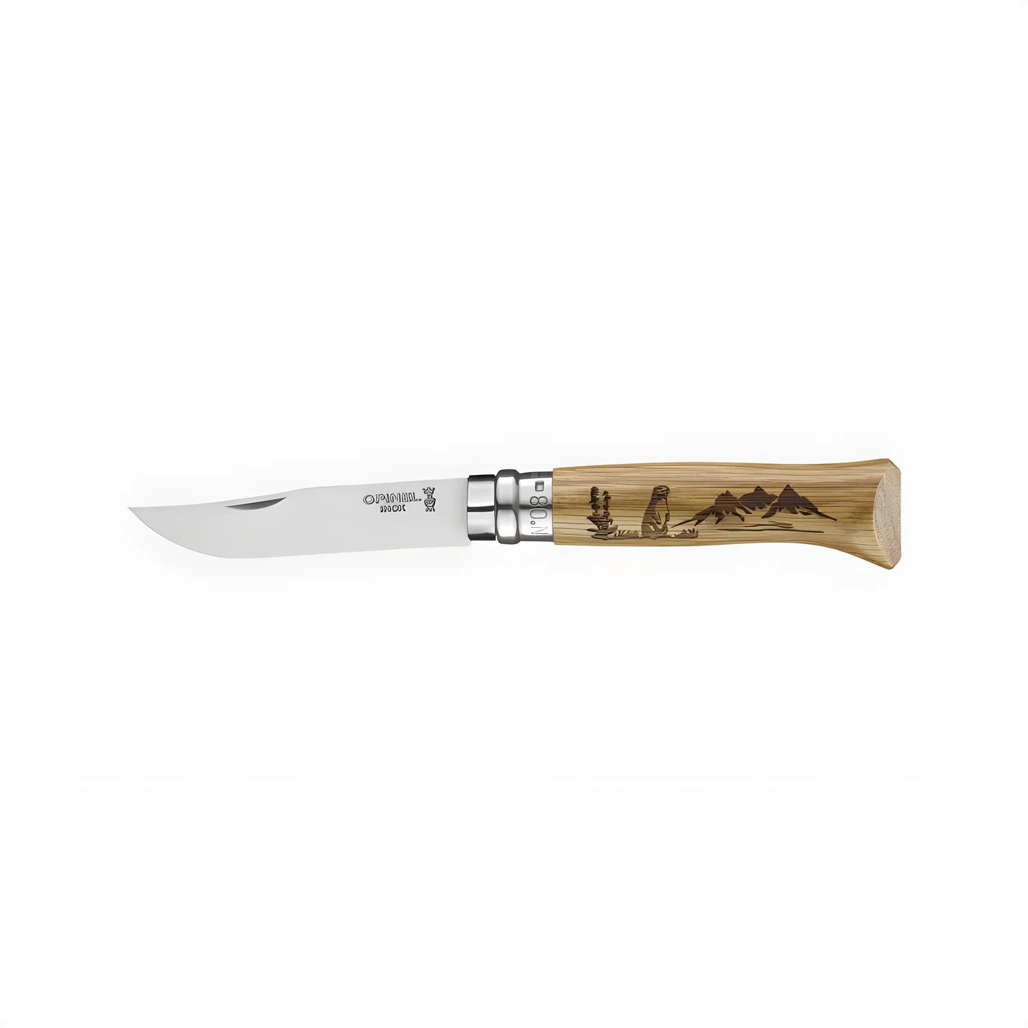 Opinel N. 08 coltello Impugnatura incisa tema Marmotta