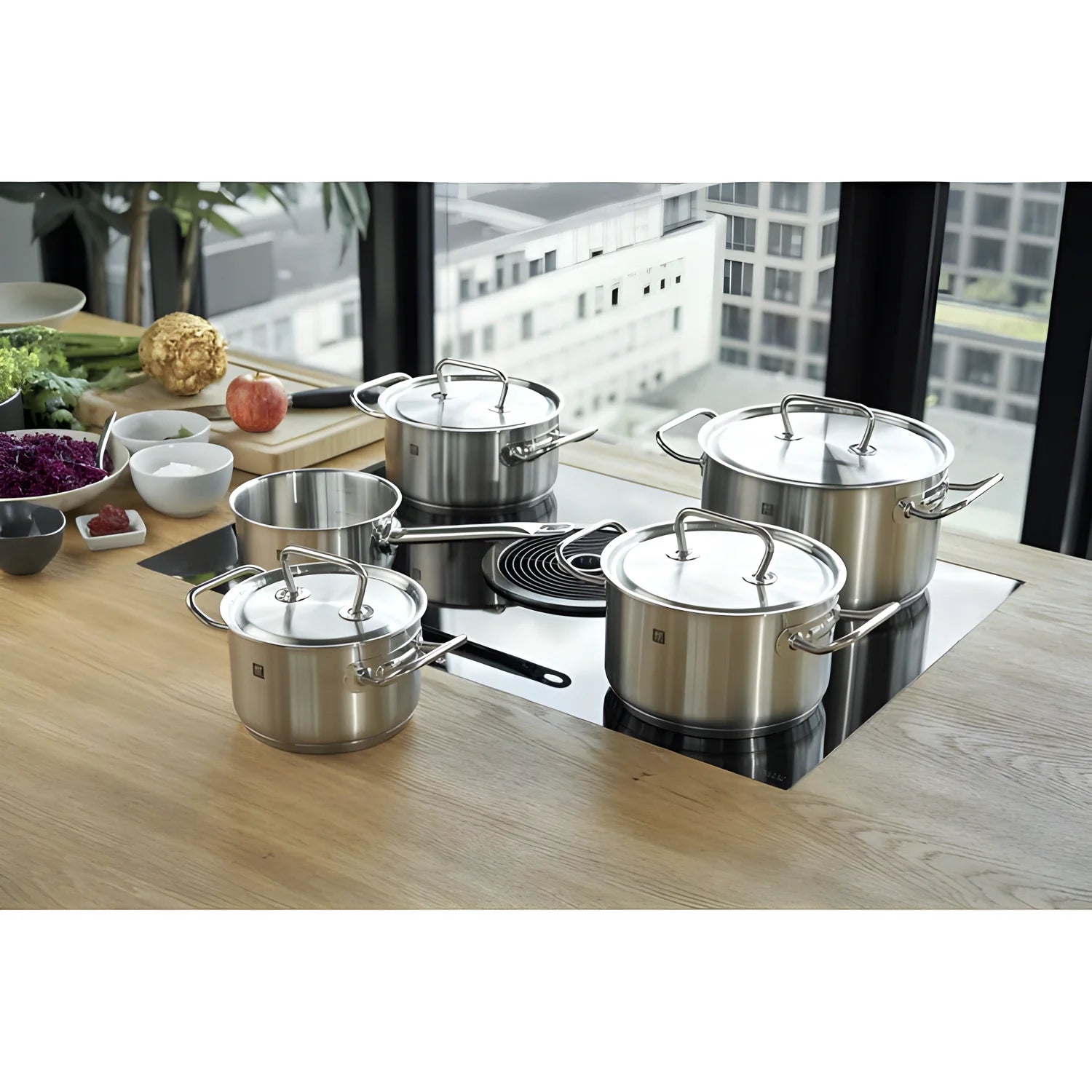 Zwilling TWIN Classic Set 9 Pezzi: 4 Pentole, 1 Casseruola, 4 Coperchi – Acciaio Inox 18/10, Induzione