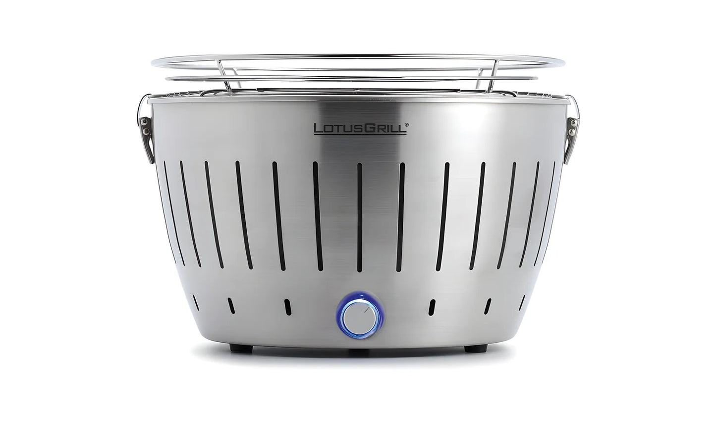 LotusGrill Standard – Barbecue Portatile a Carbonella in Acciaio Inox con Ventola USB/Batterie AA