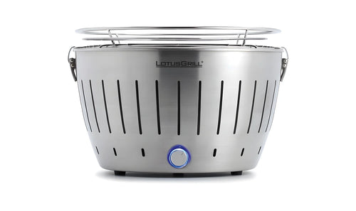 LotusGrill Standard – Barbecue Portatile a Carbonella in Acciaio Inox con Ventola USB/Batterie AA