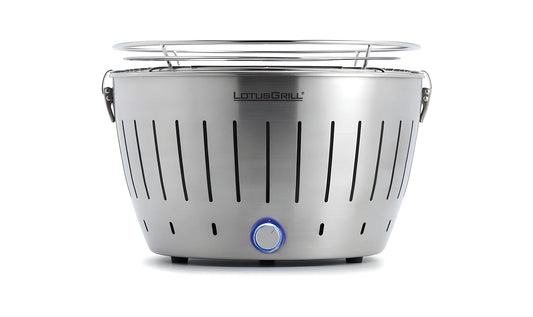 LotusGrill Standard – Barbecue Portatile a Carbonella in Acciaio Inox con Ventola USB/Batterie AA