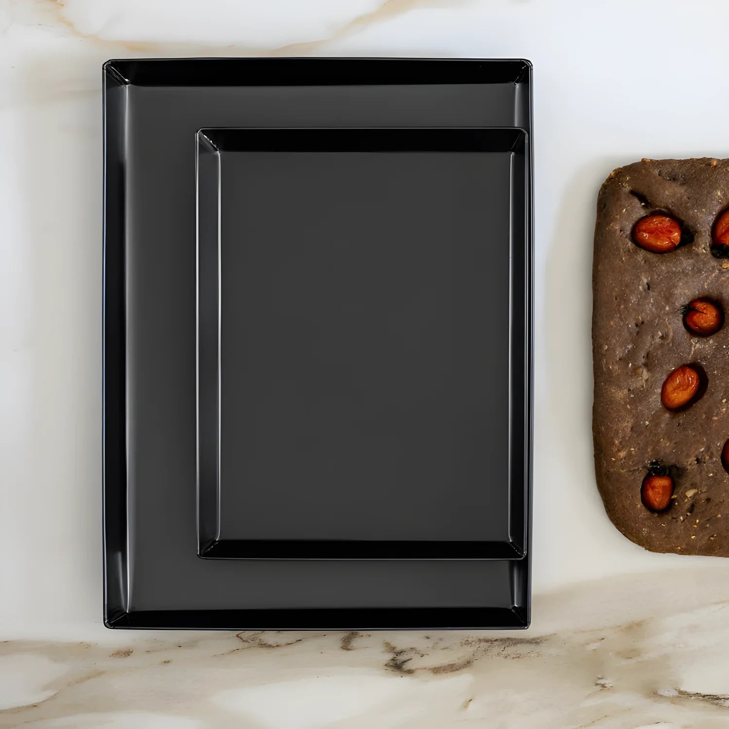Marcato teglia in acciaio bluito professionale 40x30x3,3cm adatta ad alta temperatura, pizze, focacce, tutti i preparati da forno