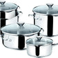 Lagostina Smart Set di Pentole Induzione, Gas e Forno in Acciaio Inox 18/10, 9 Pezzi, Fondo Lagoseal Plus Triplo Strato