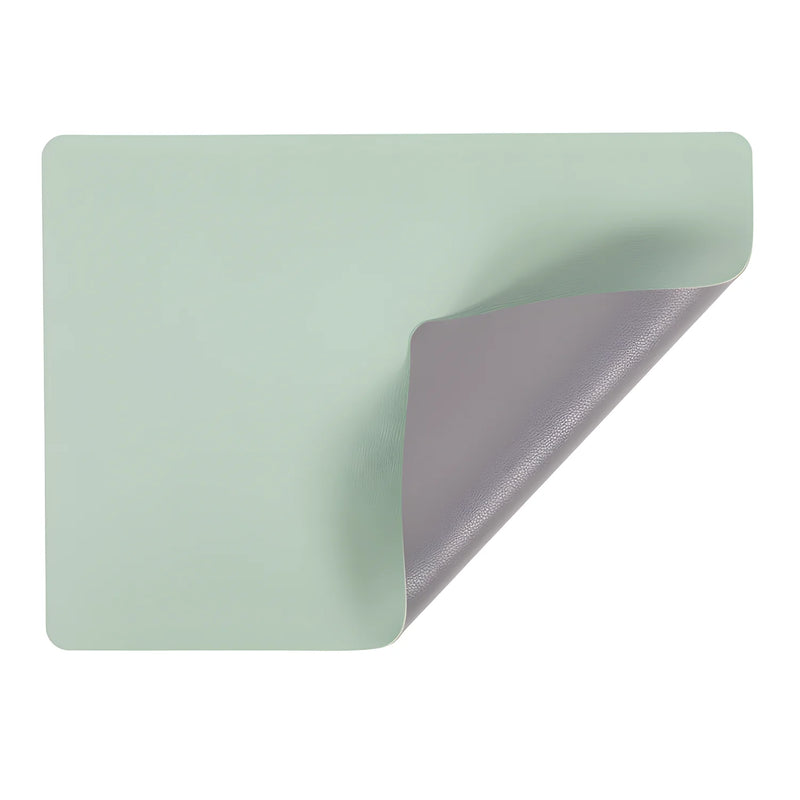 Tirolix Tovaglietta ecopelle all'americana rettangolare "Tramontana" double face grigio - verde chiaro