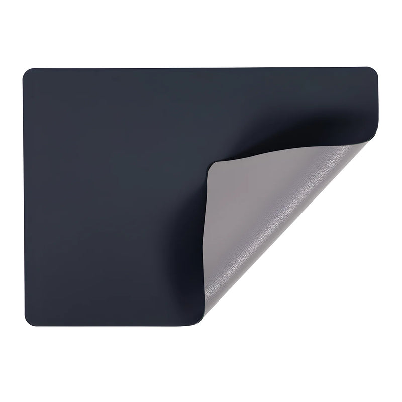 Tirolix Tovaglietta ecopelle all'americana rettangolare "Tramontana" double face grigio - blu scuro