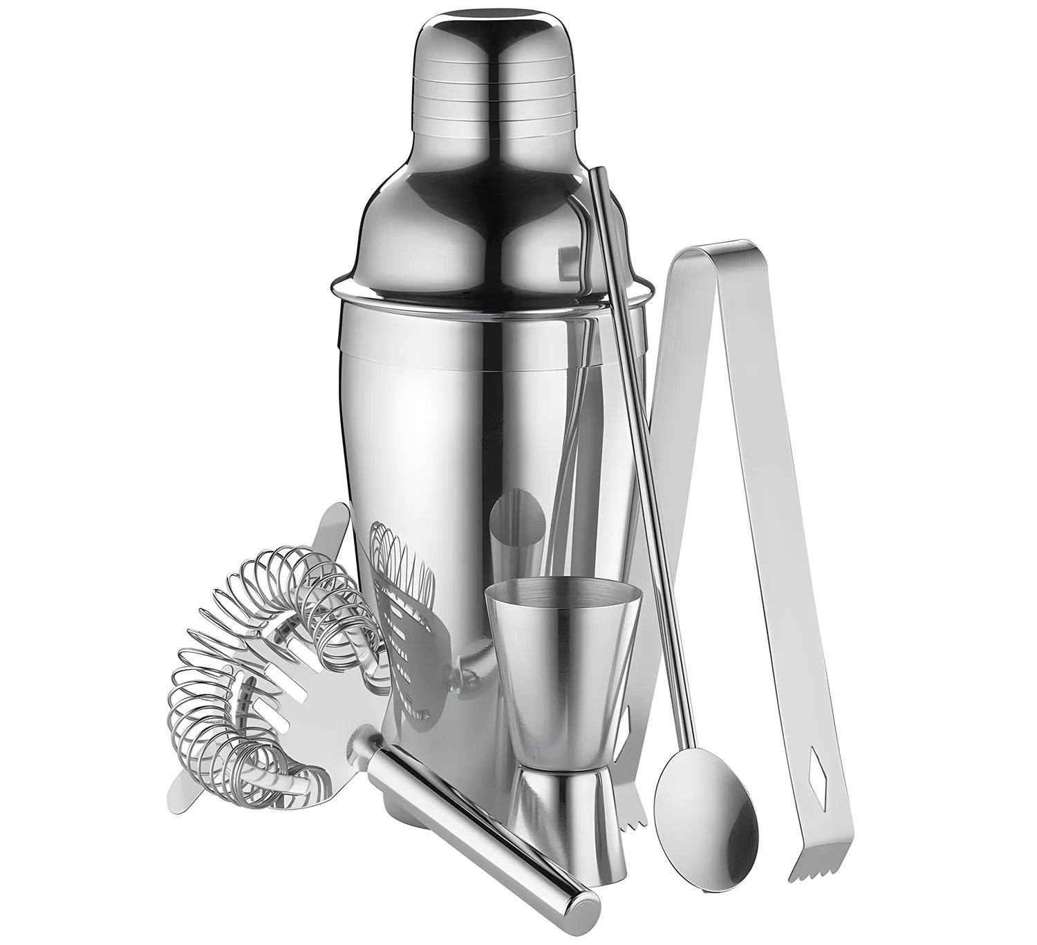 Cilio Set da barman da 5 pezzi shaker in acciaio inox lucido