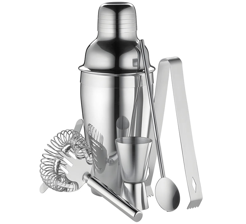 Cilio Set da barman da 5 pezzi shaker in acciaio inox lucido