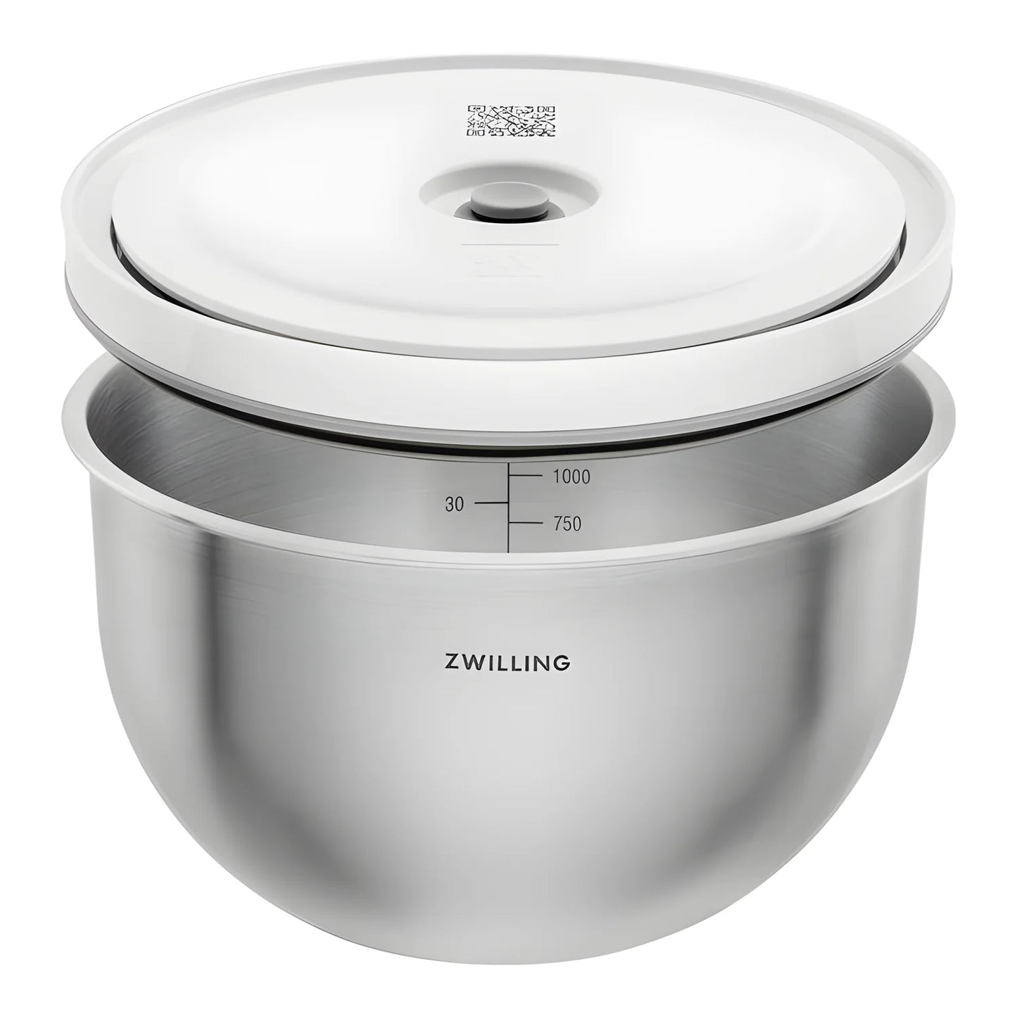 Zwilling Fresh & Save BOWLS Starterset – 9 Pezzi con Pompa Sottovuoto, 2 Ciotole Inox M/L + Buste, Bianco-Acciaio, Art. 1031015