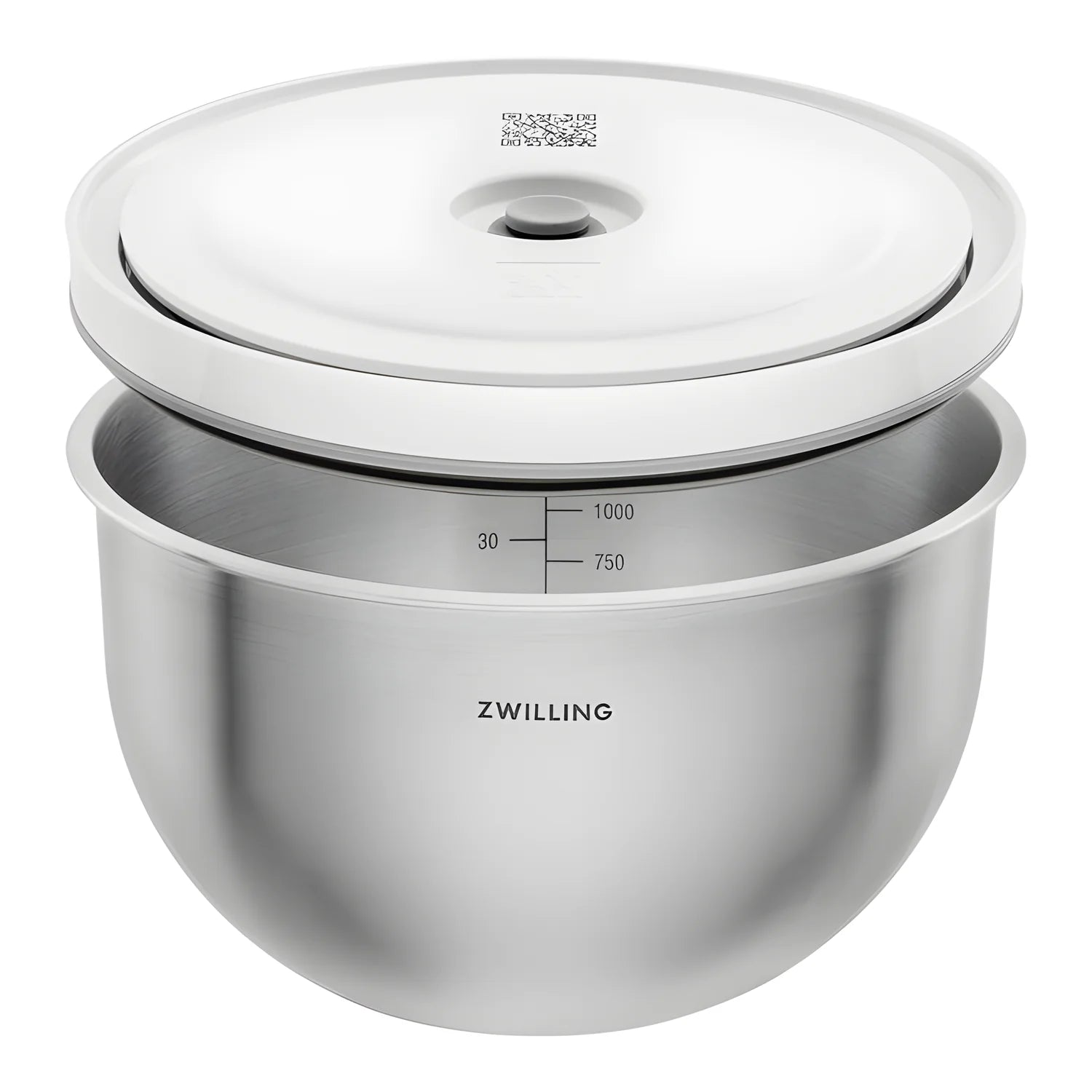 Zwilling Fresh & Save BOWLS Starterset – 9 Pezzi con Pompa Sottovuoto, 2 Ciotole Inox M/L + Buste, Bianco-Acciaio, Art. 1031015