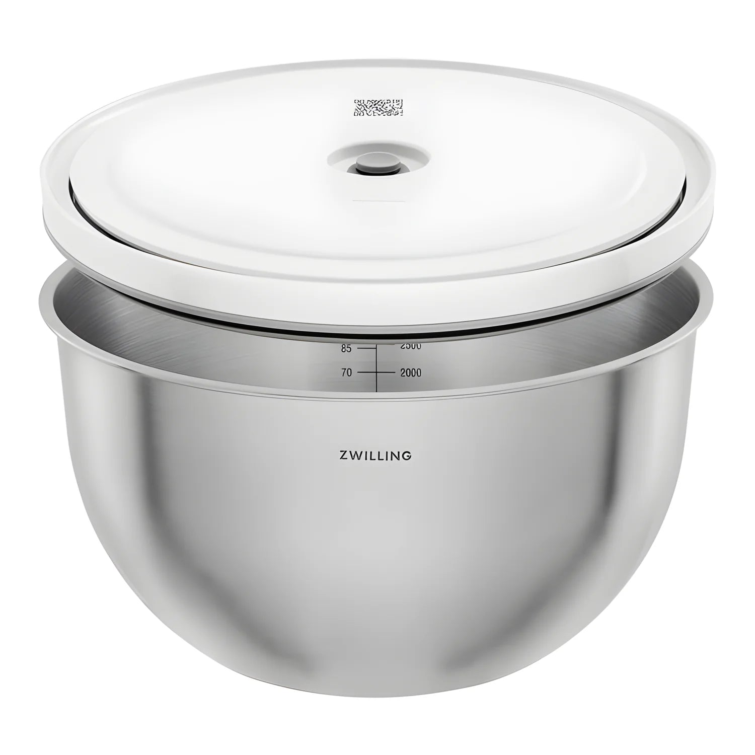 Zwilling Fresh & Save BOWLS Starterset – 9 Pezzi con Pompa Sottovuoto, 2 Ciotole Inox M/L + Buste, Bianco-Acciaio, Art. 1031015