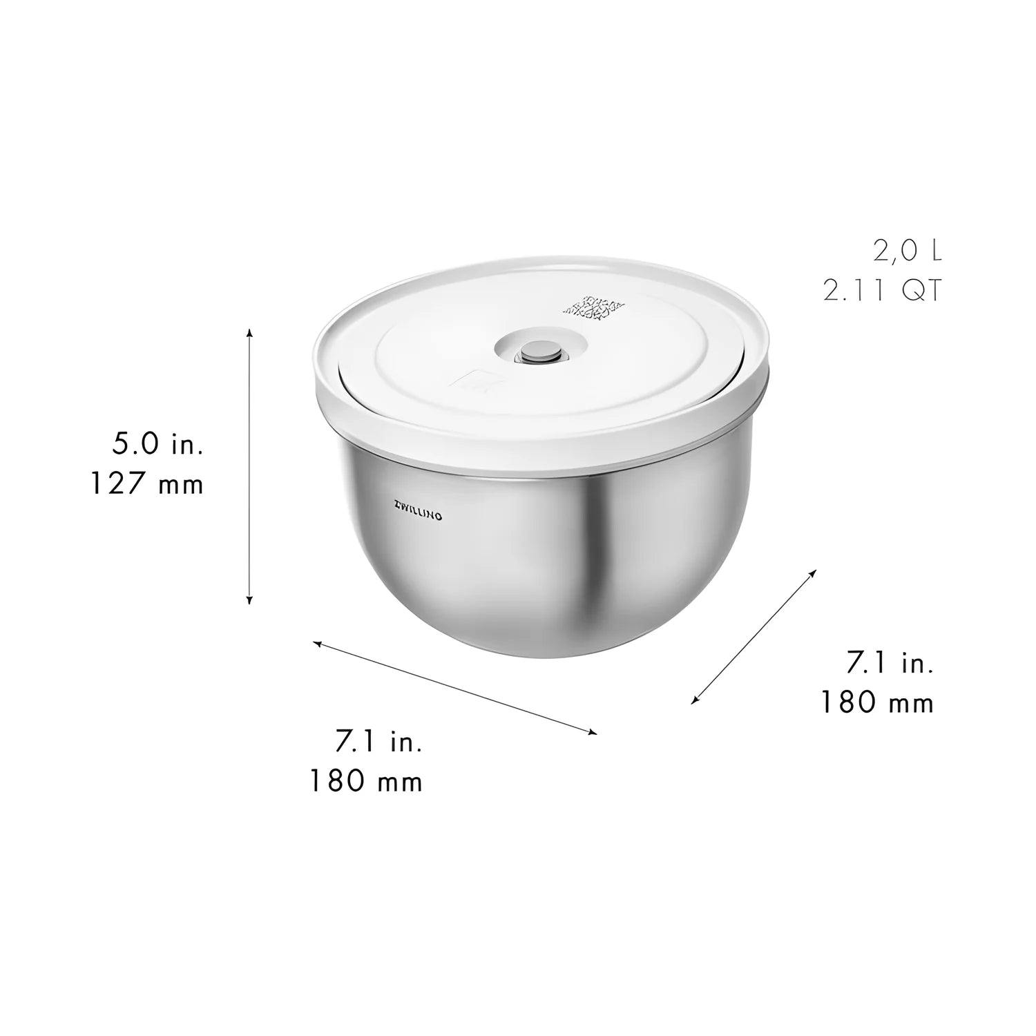 Zwilling Fresh & Save BOWLS Starterset – 9 Pezzi con Pompa Sottovuoto, 2 Ciotole Inox M/L + Buste, Bianco-Acciaio, Art. 1031015