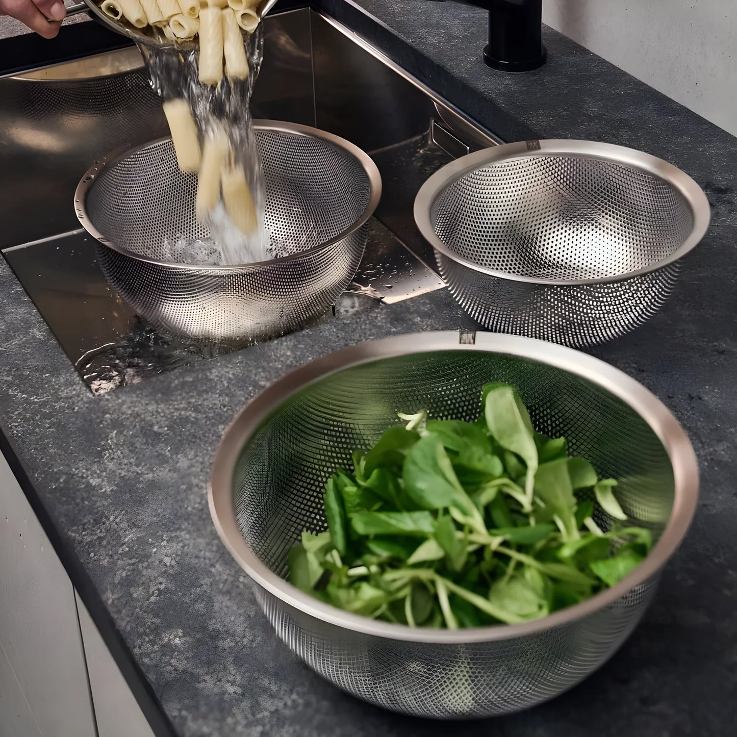Zwilling Prep Set 3 Colini in Acciaio Inox – Ø 16, 20, 24 cm, Salvaspazio, Art. 643015-01