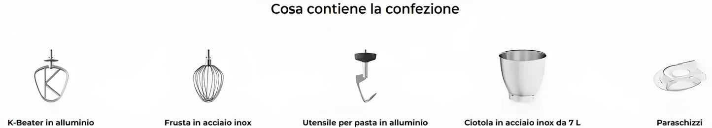 Kenwood Planetaria impastatrice Titanium Chef Baker XL Lite KVL65.001WH ciotola da 7 litri + bilancia integrata e buono acquisti €100