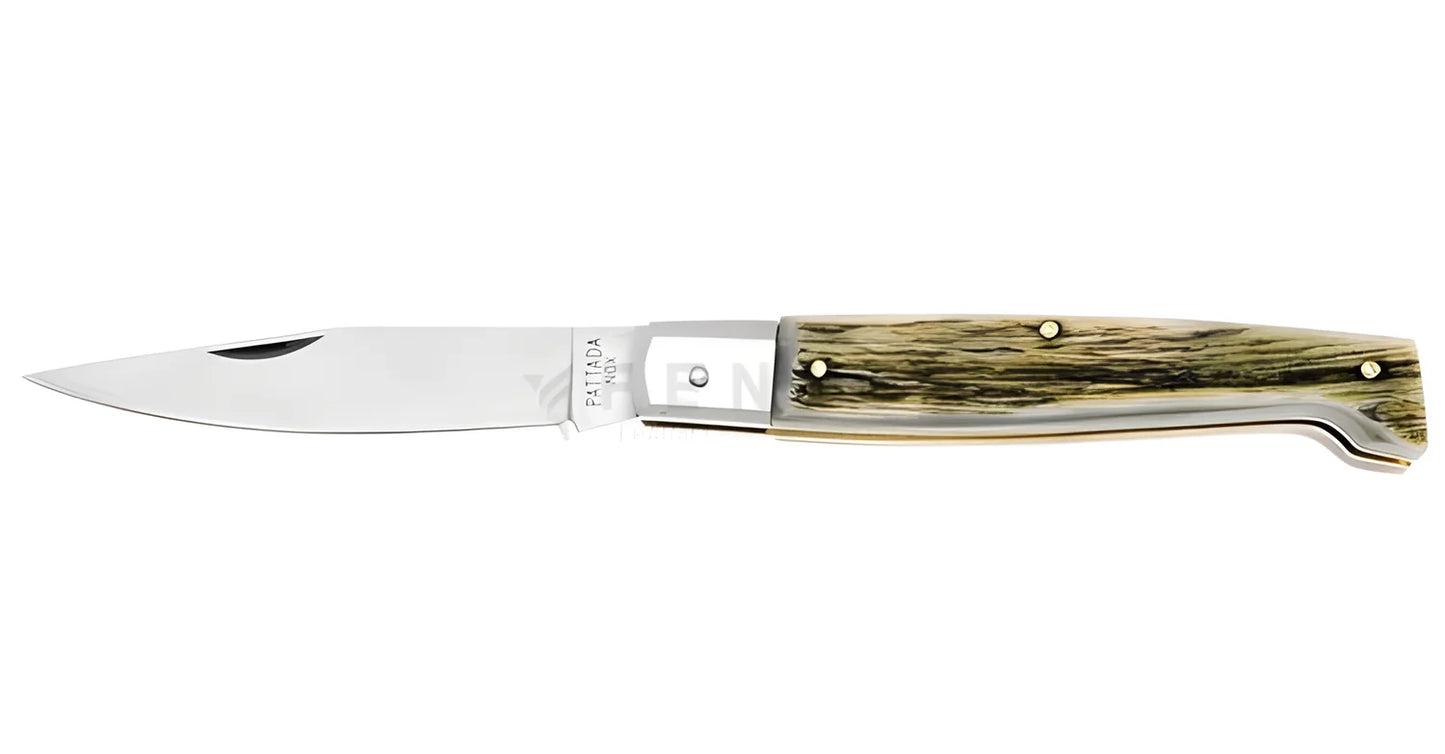 Coltello Pattada impugnatura in corno grezzo lunghezza totale inox 18cm